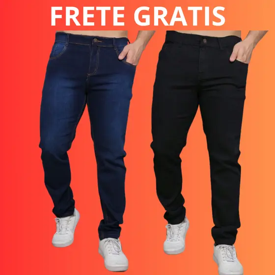 kit calça jeans masculina tradicional algodão escura e preta linha premium envio rapido NF