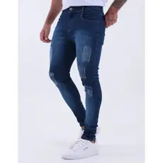 Calça skinny com lycra estilo jogador moda premium com NF azul puido