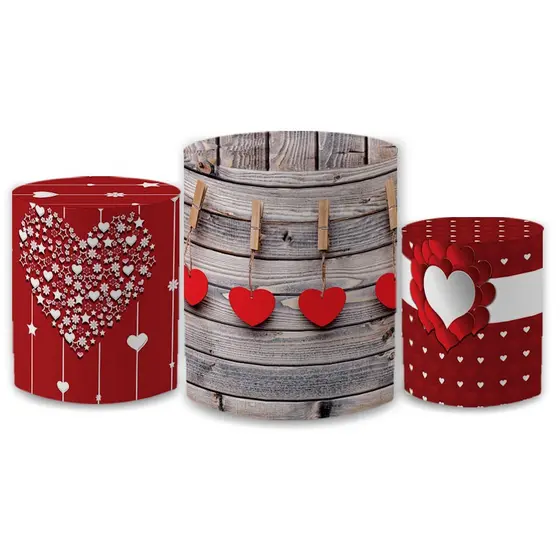Kit Trio + 3 Capa Cilindro C/ Elástico Sublimado Decoração Infantil Veste Fácil Oferta Data de Dia dos Namorados
