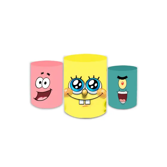 Kit Capas Cilindros Bob Esponja Decoração Festa Infantil Veste Fácil
