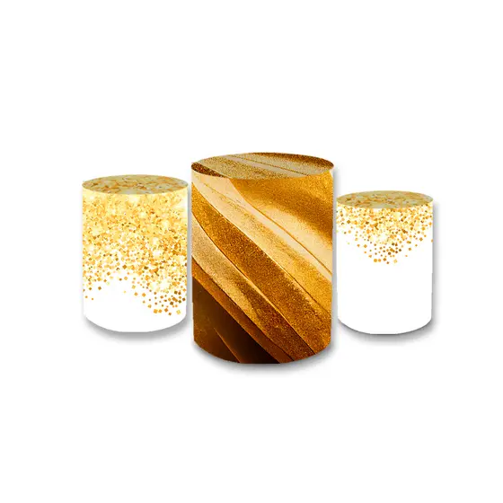 Kit Capas Cilindros Sublimado Veste Fácil Glitter Dourado Ano Novo Reveillon