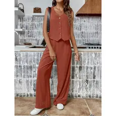 Colete Com E Calça Reta Casual
