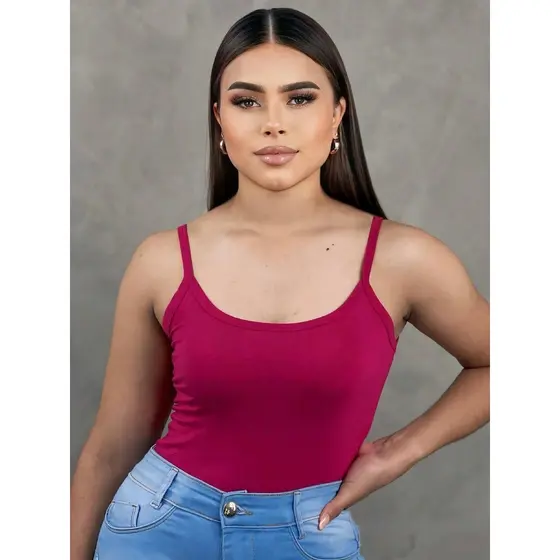 Regata Basica Malha regata alça fina regata de alcinha ( PP AO G6 ) Normal Ao Plus Size