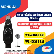 Corpo Plástico Ventilador Coluna Mondial Vps 40-8 Pás Preto