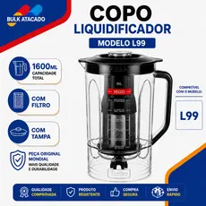 Copo Liquidificador L-99 Mondial Original Preto com Tampa e Filtro 1600ml