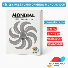Hélice Original Ventilador Mondial 40cm | 8 Pás Turbo | Vazão Máxima | Encaixe Redondo