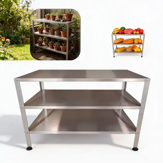 Mesa Inox Bancada 3 Prateleiras Inox Cozinha Veterinário