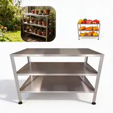 Mesa Inox Bancada 3 Prateleiras Inox Cozinha Veterinário
