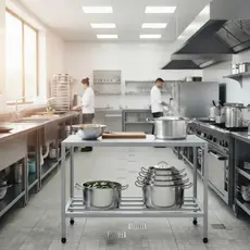 Mesa Paneleiro Multiuso Em Aço Inox Para Cozinha Industrial Ou Atendimento Veterinário
