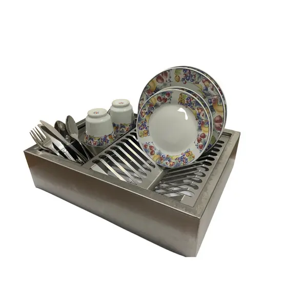 Escorredor De Pratos Linha Industrial Aço Inox Escovado