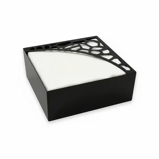 Porta Guardanapo Caixa Aço Inox Preto Para Restaurante Bar