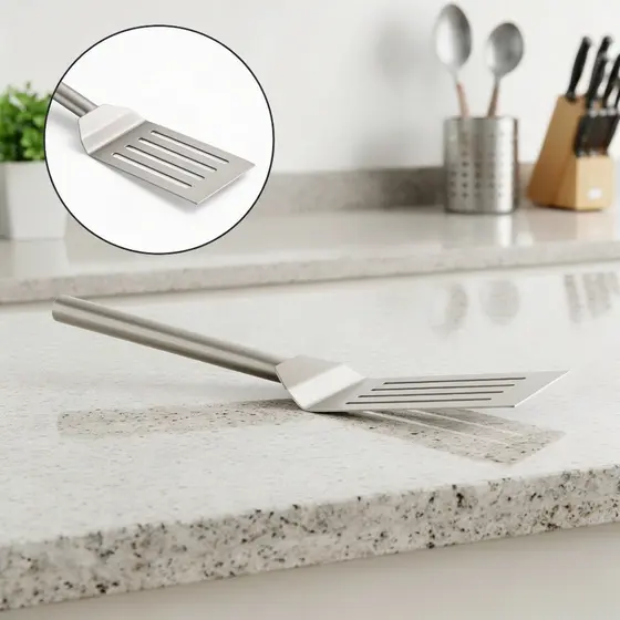 Espátula Curva Em Aço Inox Para Profissionais De Chapa Para Hamburguer