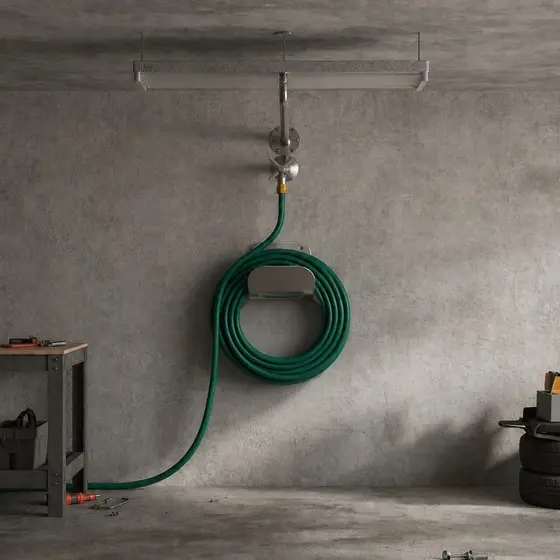 Suporte De Mangueira Para Jardim e Quintal Em Aço Inox Com Enrolador Fixo