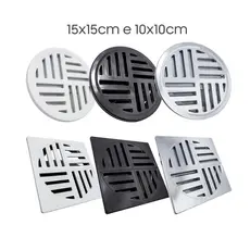 Ralo Grelha Anti-inseto Automático Inteligente Quadrado e Redondo 15cm e 10cm Banheiro Lavatório ABS