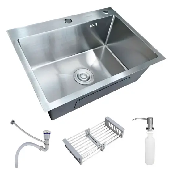 Cuba Pia Inox Prata Quadrada Cozinha Gourmet Com Acessórios 60x45 Brinovar