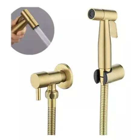 Ducha Higiênica Dourada 1/4 Volta Luxo Gatilho Inox 304