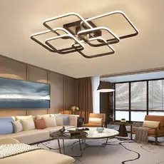 Lustre De Led Preto Luminária Moderna 3 Cores Controle Remoto 70w