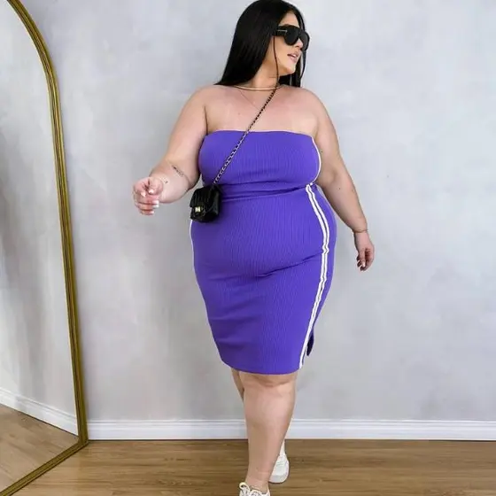 Vestido Renata Tomara que Caia com Vestido Renata Tomara que Caia com Listras - Plus Sizeistras - Plus Size