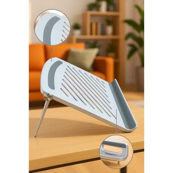Suporte Notebook Laptop Branco Dobrável Ajustável Ergonômico Mesa Portátil Antiderrapante Base