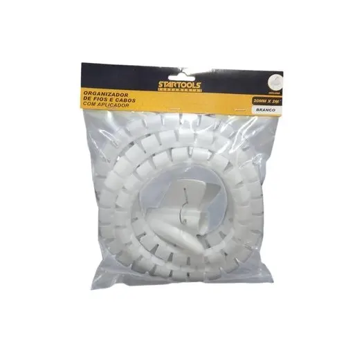 Organizador Fios Cabos Aplicador Reutilizavel 20mmx2m Branco