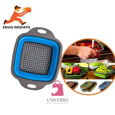 Escorredor Retrátil Dobrável Silicone Alimentos Legumes Multiuso Doméstico Cozinha