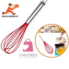 Batedor De Ovos Fuê Fouet Misturador Para Massas Ovos Inox Silicone 30 Cm Uso Doméstico