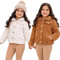 Casaco Teddy Sherpa Infantil Feminino Premium Jaqueta Peluciada Quentinha Inverno Menina 2 ao 12