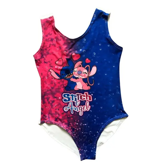 Body Collant Infantil para Carnaval com Estampa Angel e Stitch 3 Corações