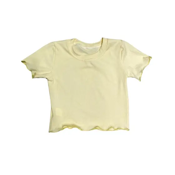 Blusa de Manga Curta Básica em Tecido Ribana Lisa