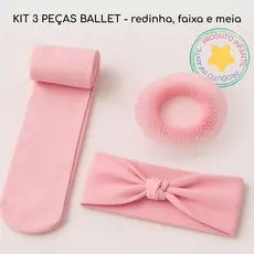 Kit Meia Calça Fina Faixa e Redinha de Ballet para Cabelo