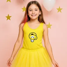 Body Collant Infantil Amarelo Lâmpada Luz Leozin Elementos Emilly Vick Tropa dos Rosa