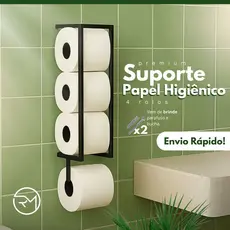 Suporte Porta Papel Higiênico Parede Preto Texturizado