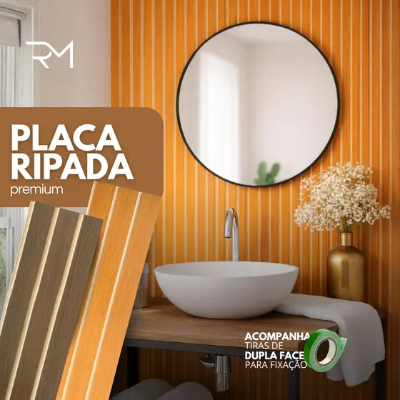 Kits  5,10,20,50 ou 100 Placas Ripadas MDF 45x11cm | Parede Ripada Moderna Fácil Instalação | RM Suportes