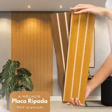 Kit 10, 20, 50 Revestimentos Ripados Placa Painel decorativo MDF 45x11 cm