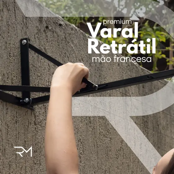 VARAL RETRATIL DE PAREDE MURO MÃO FRANCESA