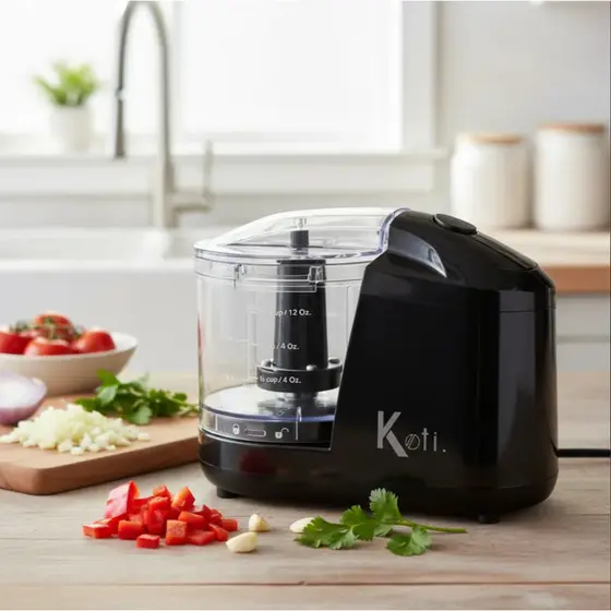 Mini Processador Elétrico de Alimentos KOTI 200W Triturador de Alho Cebola Carne Prático Lâminas Inox