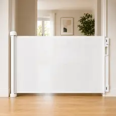 Portão Tela Segurança Bebês Pets Grade de Proteção Retrátil Koti Premium 1,5m 1,8m 3m Branco Preto Rosa Escada Corredor