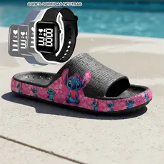 KIT Chinelo Pala Slide Sandália Papete Nuvem Infantil  Menina Desenhos Confortavel e Leve + RELÓGIO