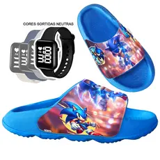 Combo Chinelo Nuvem Pala Slide Infantil Max Px  Desenhos super confortável + Relógio cores sortidas