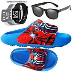 Combo Chinelo Nuvem pala slide Infantil Menino Max Px  leve +  Relógio sortidos + Óculos nao derrapa