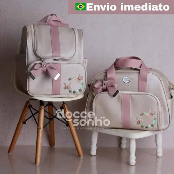 Bolsa Maternidade de Luxo com 2 Peças com material Elegante, mala maternidade (VG)