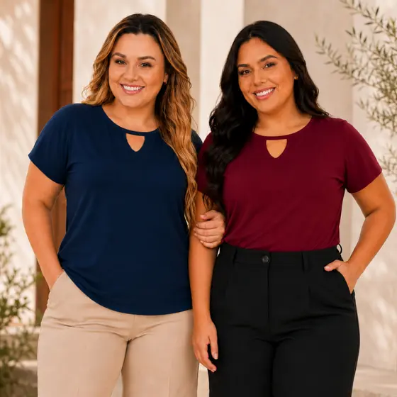 Kit 2 Blusas Plus Size Feminina Viscolycra