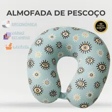 Almofada de Pescoço Olho Grego Claro Premium | PROTEÇÃO ENERGÉTICA E MÁXIMO CONFORTO EM VIAGENS