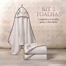 Kit 3 Toalhas com Capuz Infantil Bebe Algodão Macias Absorventes Ideais para Banho Piscina Praia