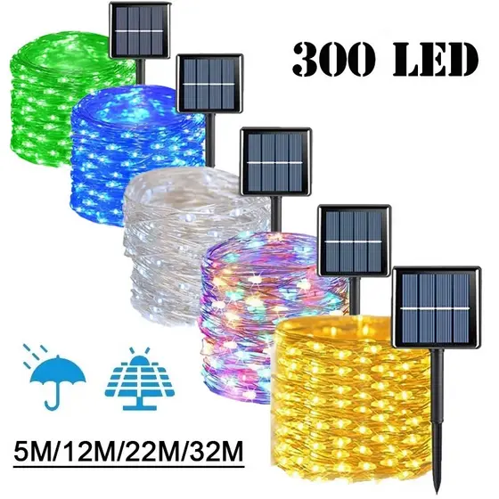 Fada De Cordas Solares De Luz Jardim Decoração De Natal Garland Xmas Solar 32M/22M/12M/7M