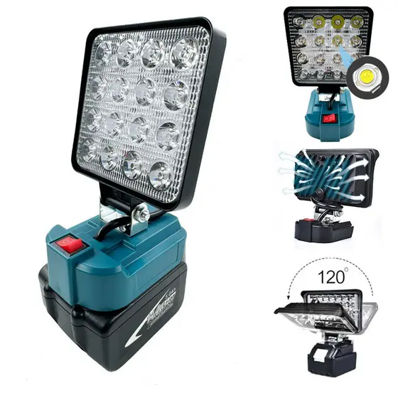 Luz De Trabalho Ao Ar Livre Sem Fio De 4 Polegadas Para Makita 14.4V-18V Bateria De Íon-Lítio Com Lanterna USB Dupla Lâm