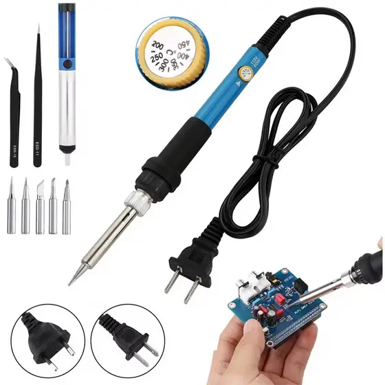 Novo Ferro De Solda Elétrico Com Temperatura Ajustável , 220V , 110V , 60W , Estação De Retrabalho , Pontas De Lápis De