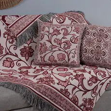 Kit Xale Manta Jacquard Coleção Mykonos para Sofá Poltrona Acompanha Almofadas Cheias
