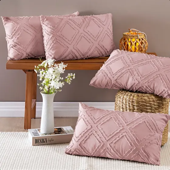 Kit 4 Almofadas Decorativas 60x30 cm Tecido Micropercal 300 Fios Zíper Invisível Sofá Sala Cama