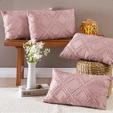 Kit 4 Almofadas Decorativas 60x30 cm Tecido Micropercal 300 Fios Zíper Invisível Sofá Sala Cama
